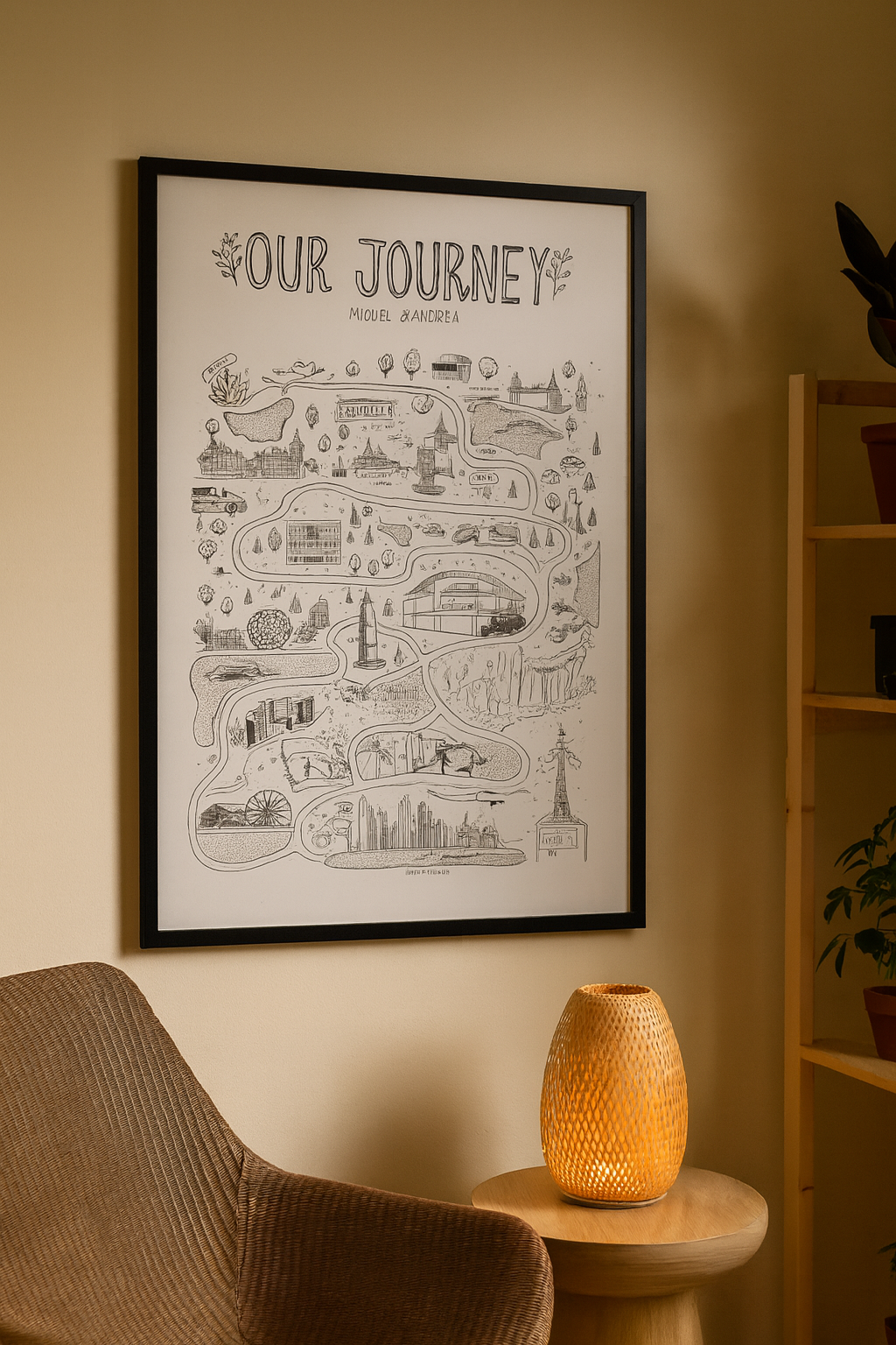 Personalised Illustrated Love Story/Map Poster