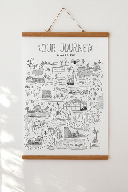 Personalised Illustrated Love Story/Map Poster