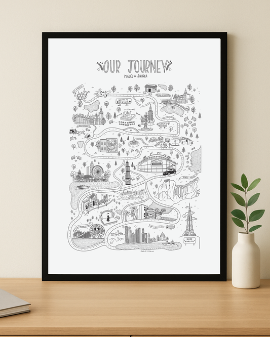 Personalised Illustrated Love Story/Map Poster